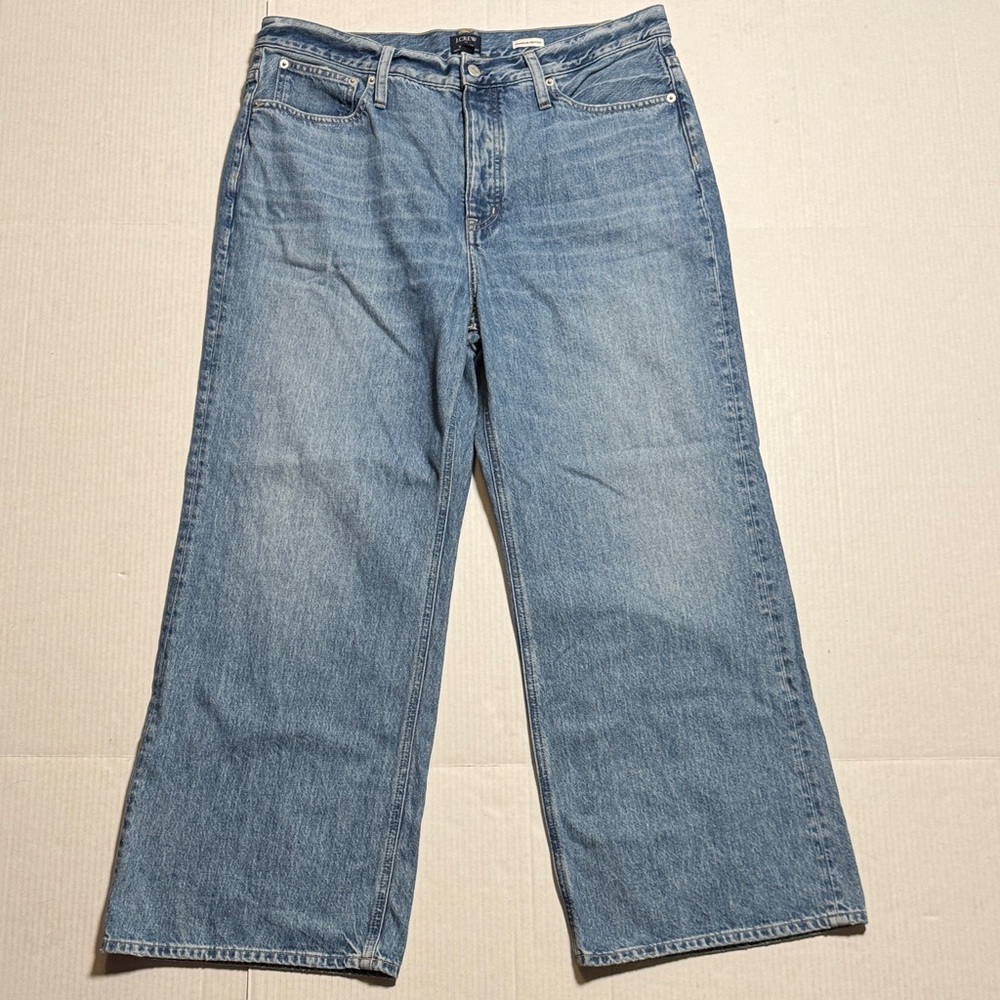 J. CREW Factory Premium Edition Vintage Wide-Leg Classic Blue Denim Jeans 33‎